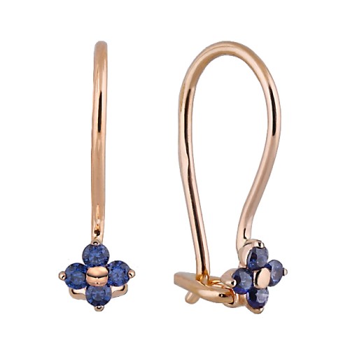 Золотые cерьги классические с фианитом