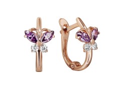 Золотые cерьги классические с фианитом