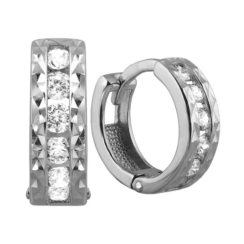 Серьги классические из белого золота с фианитом