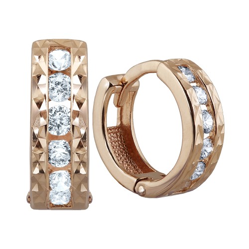 Золотые cерьги классические с фианитом