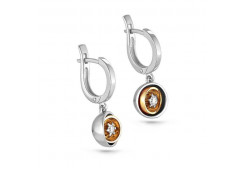 Серьги висячие из белого золота с бриллиантом