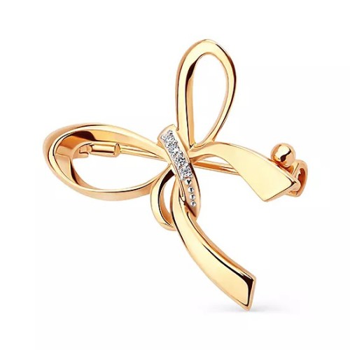 Брошь из золота с фианитом