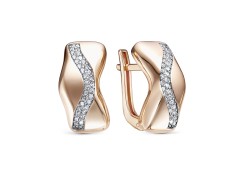 Золотые cерьги классические с фианитом