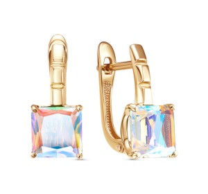 Золотые cерьги с ситаллом