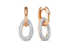 Золотые cерьги висячие с фианитом