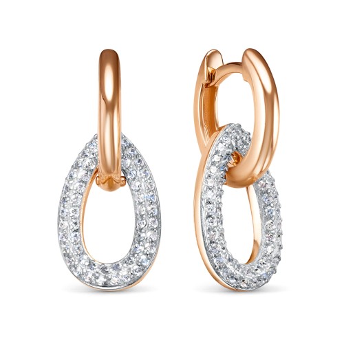 Золотые cерьги висячие с фианитом