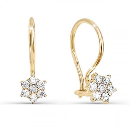 Серьги из красного золота 585 пробы с фианитом