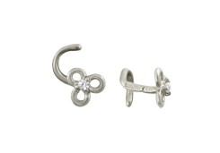 Серьга д/пирсинга из белого золота с фианитом