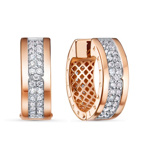 Золотые cерьги классические с фианитом