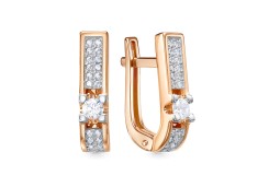 Золотые cерьги классические с фианитом