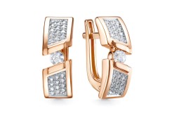 Золотые cерьги классические с фианитом