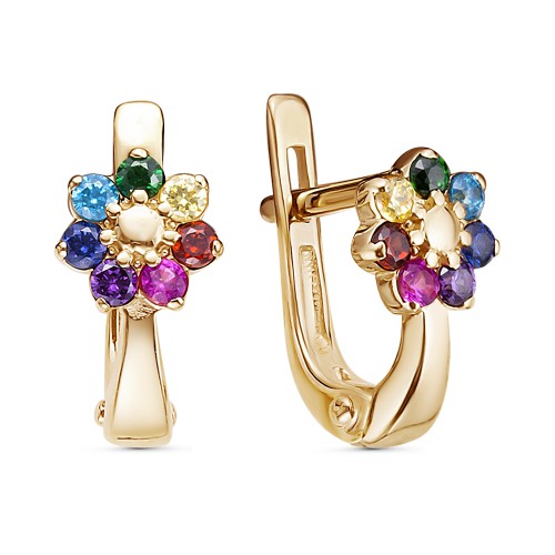 Золотые cерьги классические с фианитом