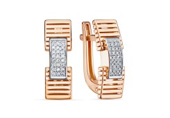 Золотые cерьги классические с фианитом