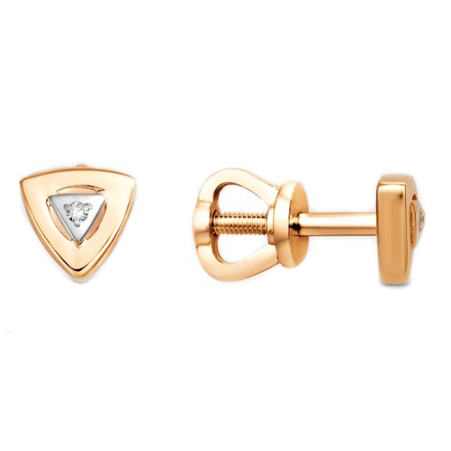Золотые cерьги пусеты (гвоздики) с бриллиантом