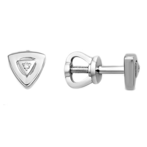 Серьги пусеты (гвоздики) из белого золота с бриллиантом