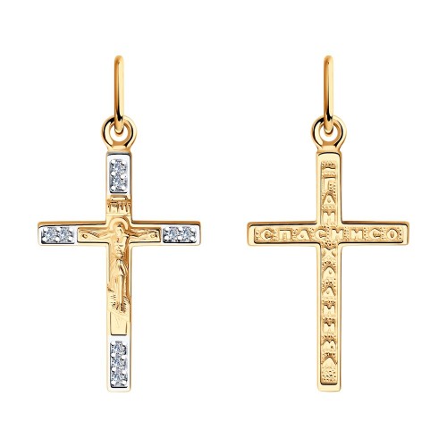 Крест из золота с фианитом