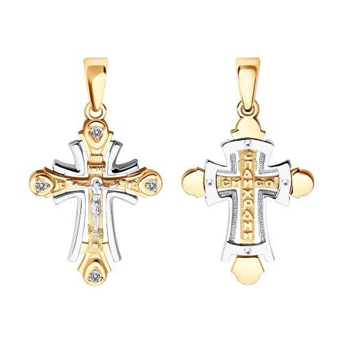 Крест из золота с фианитом