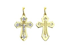 Крест из желтого золота с фианитом