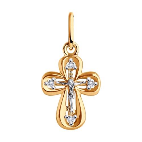 Крест из золота с фианитом