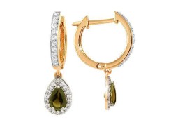 Золотые cерьги висячие с султанитом