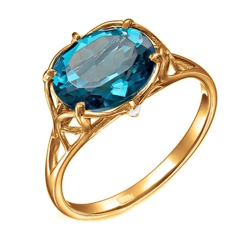 Золотое кольцо с лондон топазом