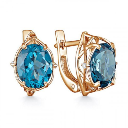 Золотые cерьги с лондон топазом