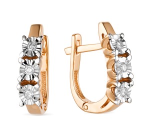 Золотые cерьги с бриллиантом