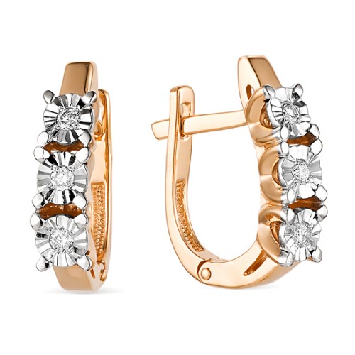 Золотые cерьги с бриллиантом