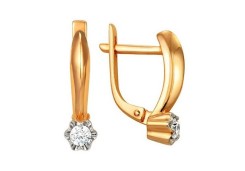 Золотые cерьги с бриллиантом