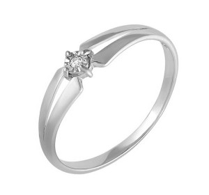 Кольцо из белого золота с бриллиантом