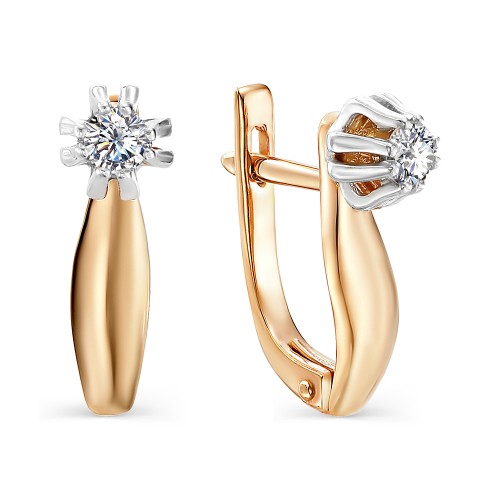 Золотые cерьги с бриллиантом