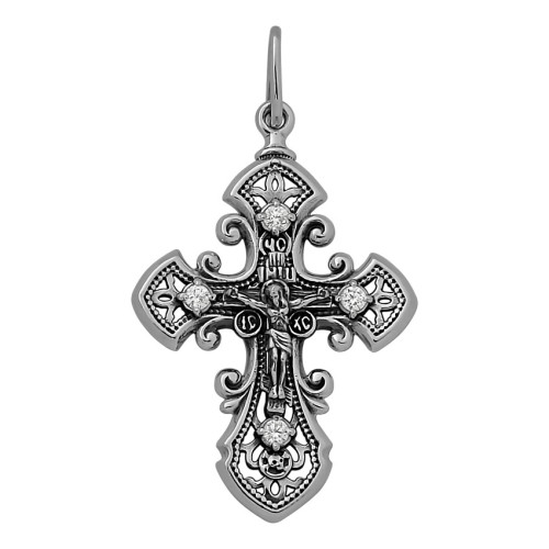 Крест из серебра с фианитом