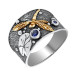 Серебряное кольцо с позолотой с корундом
