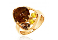 Серебряное кольцо с позолотой с полудрагоценными камнями