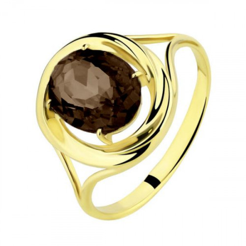 Кольцо из желтого золота с раух-топазом