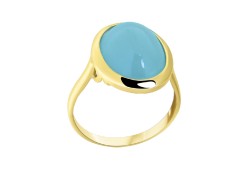 Кольцо из желтого золота с халцедоном