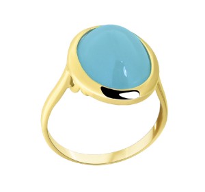 Кольцо из желтого золота с халцедоном