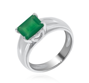 Серебряное кольцо с агатом зеленым