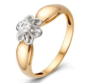 Золотое кольцо с бриллиантом