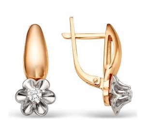 Золотые cерьги с бриллиантом