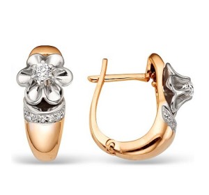 Золотые cерьги с бриллиантом