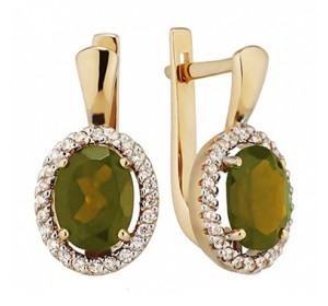 Золотые cерьги с султанитом