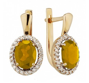 Золотые cерьги с цитрином