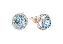 Золотые cерьги пусеты (гвоздики) с топазом