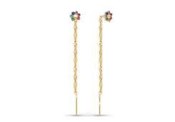 Золотые cерьги классические с фианитом