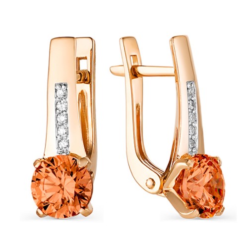 Золотые cерьги с фианитом