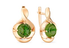 Золотые cерьги классические с хризолитом
