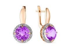 Золотые cерьги с аметистом