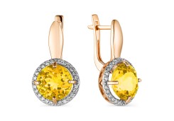 Золотые cерьги с цитрином