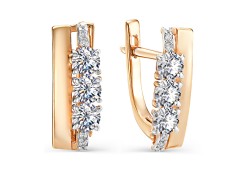 Золотые cерьги с фианитом